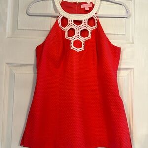 Lilly Pulitzer Red Asymmetrical Embellished Tank Top